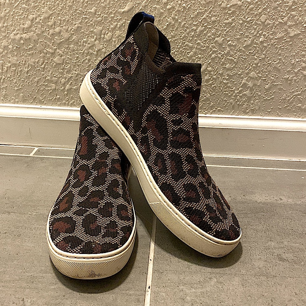Rothy’s The Chelsea Leopard High Top Sneaker Women Size 8